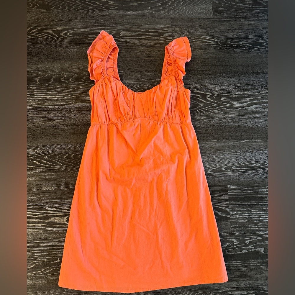 Orange Sleeveless Dress with Ruffle Straps